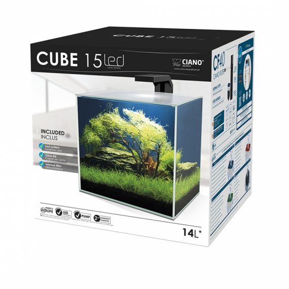 Aquarium cube 15 led 14 liter